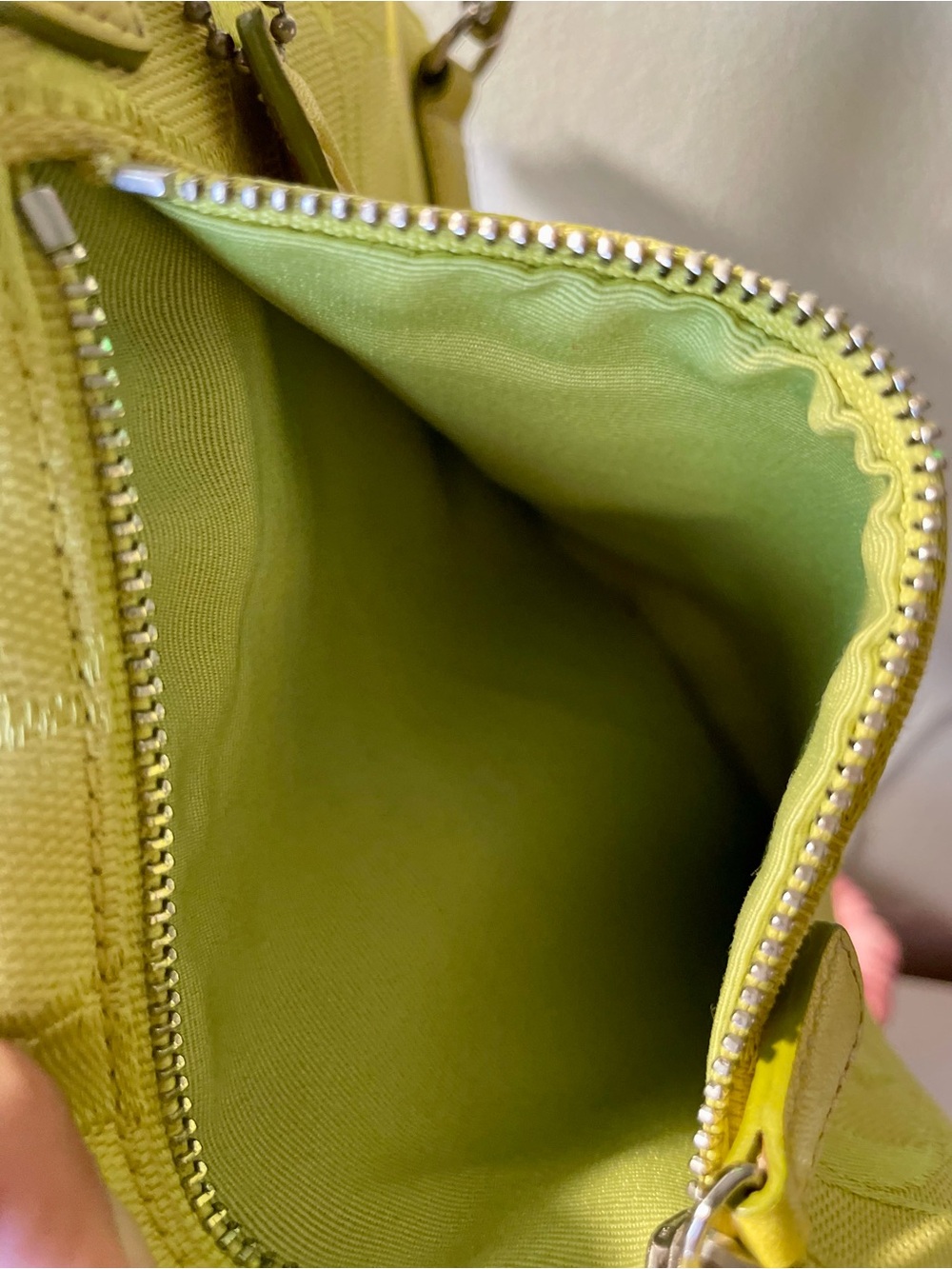 Coach Signature Crossbody Bag Yellow Green - Picture 9 of 15